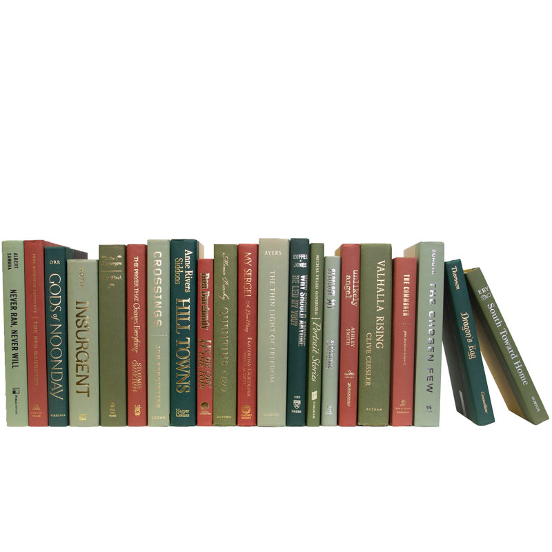 Decorative Books - Autumn Pine Books - Green and Red Books By The Foot