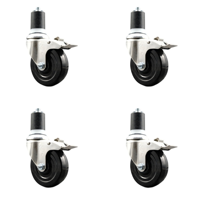 Roulettes pivotantes, H 5 po x l 5 po