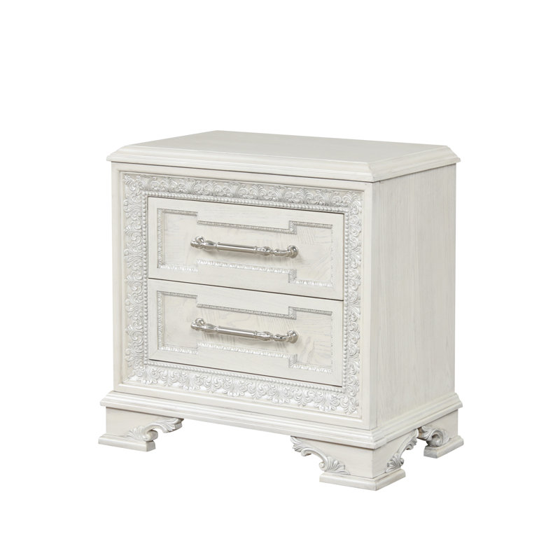 Nightstand W/ USB, Creamy White