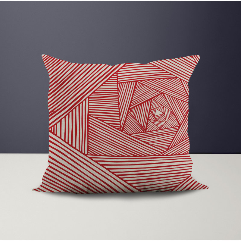 Jeté carré en polyester intérieur / extérieur, L 15 po x H 15 po, Rouge/noir