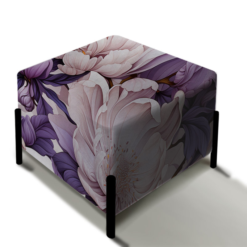 Mauve Poppies Harmony I - repose-pieds carré floral