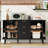 Modern Sideboard Buffet Cabinet With Tambour Sliding Doors, Kitchen Storage Cabinet With  Storage Drawers For Dining Room, Living Room Or Entryway-1347648617