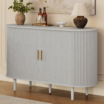47" Sideboard Buffet Cabinet with Sliding Tambour Doors, Adjustable Shelves & Storage Cabinet for Kitchen, Dining Room