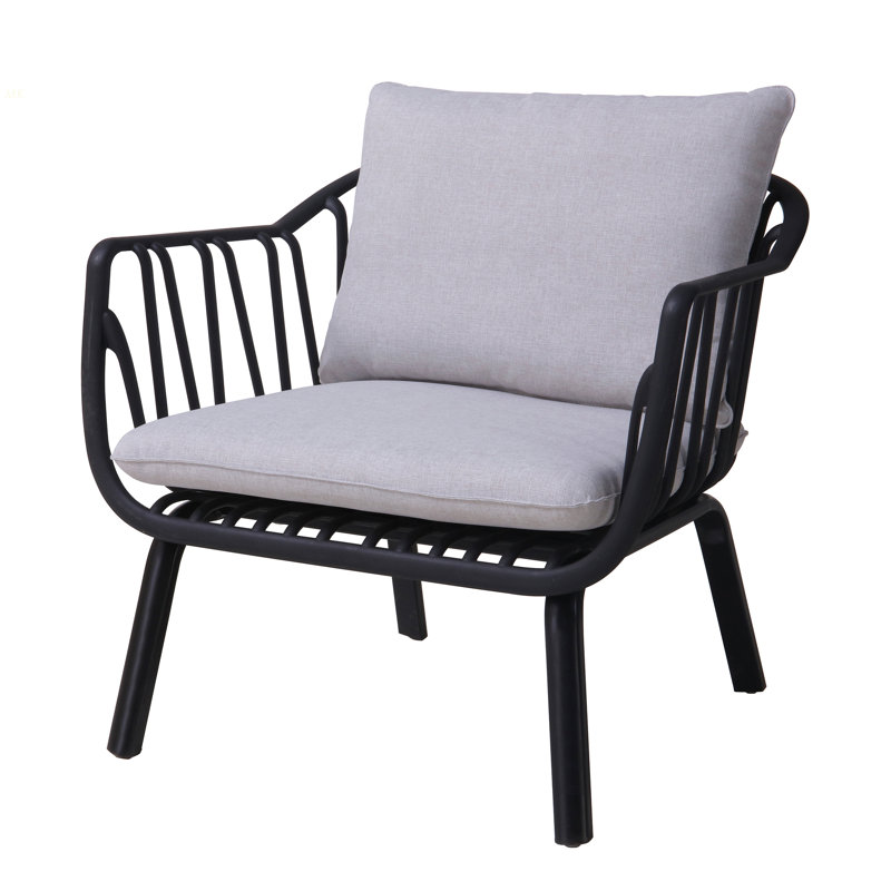 Huron Outdoor PP Club Chair (Set Of 2), Gray, Black
