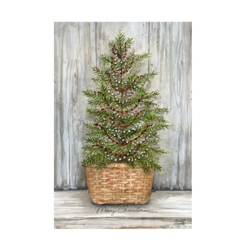 Art sur toile Melinda Hipsher Merry Christmas Country Pine Tree, H 19 po x l 12 po