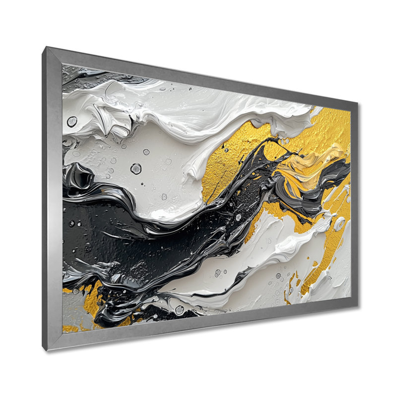 Figurine Ontra noir et jaune en couleur II - art néo-expressionniste, H 24 po x l 32 po, Argent argent