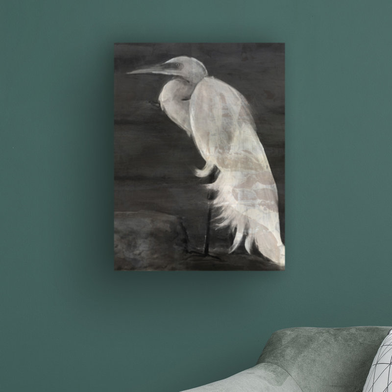 «Aigrette texturée I» par Stellar Design Studio - peinture sur toile tendue, H 47 po x l 35 po x P 2 po