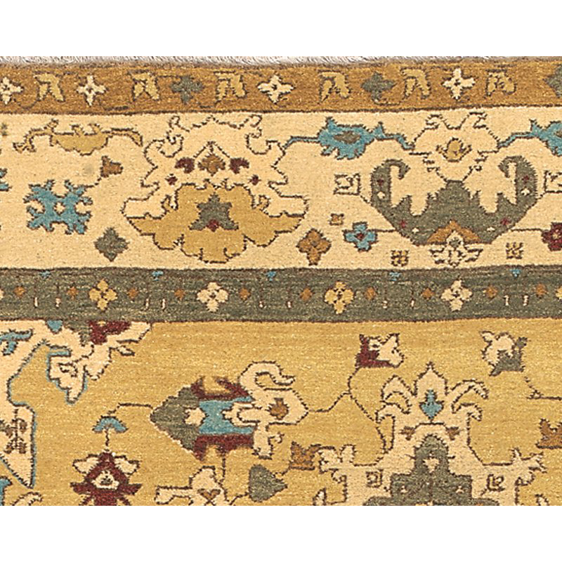 Herat Wool Oriental Area Rug in Beige/Gold, Rectangle 6' x 9'