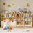 Toy Storage Organizer with 5 Cubbies & 2 Movable Drawers, Kids Bookshelf with Hidden Wheels-1940265906