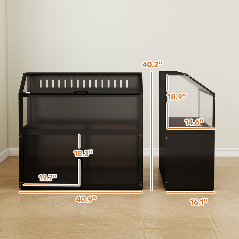 Cage à hamster avec armoire de rangement, cage pour petits animaux avec panneaux en acrylique faciles à voir et plateau ouvrable, habitat pour cochon d'Inde