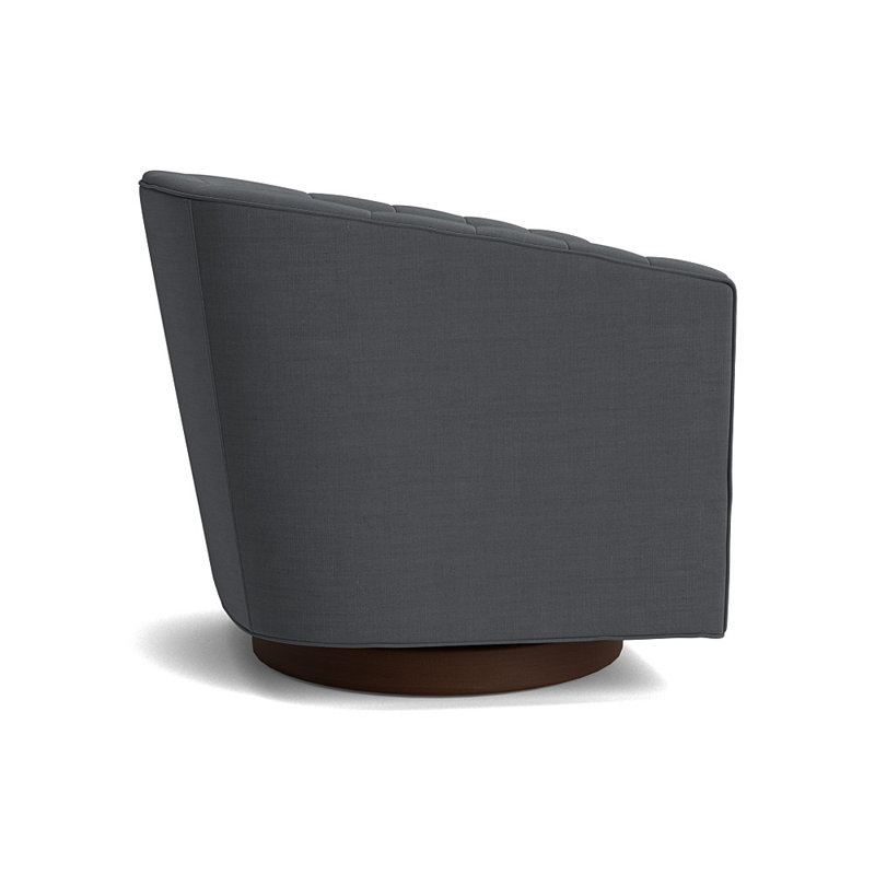 Cooper Upholstered Swivel Barrel Chair, Performance Linen - Charcoal, Sienna