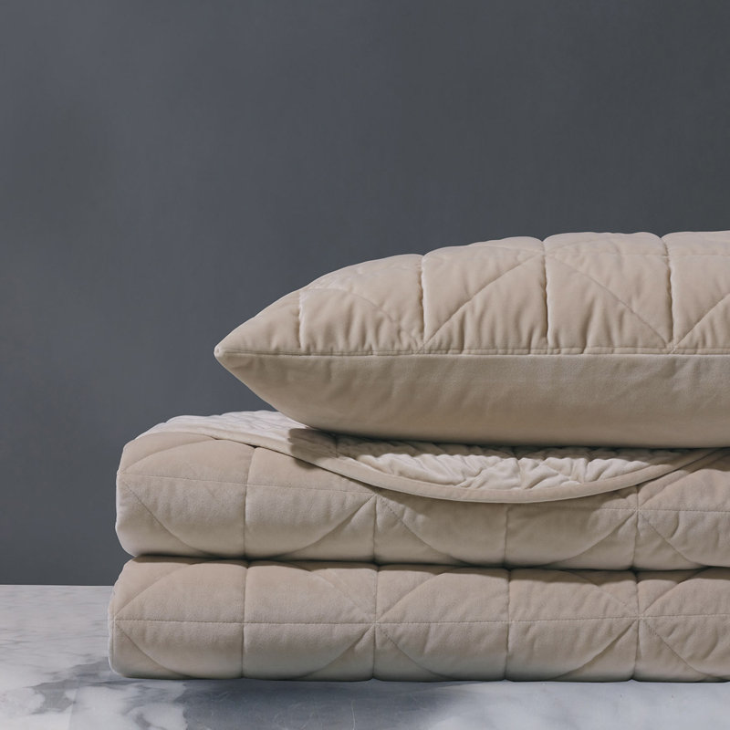 Nova Velvet Coverlet, Ivory, Full Coverlet