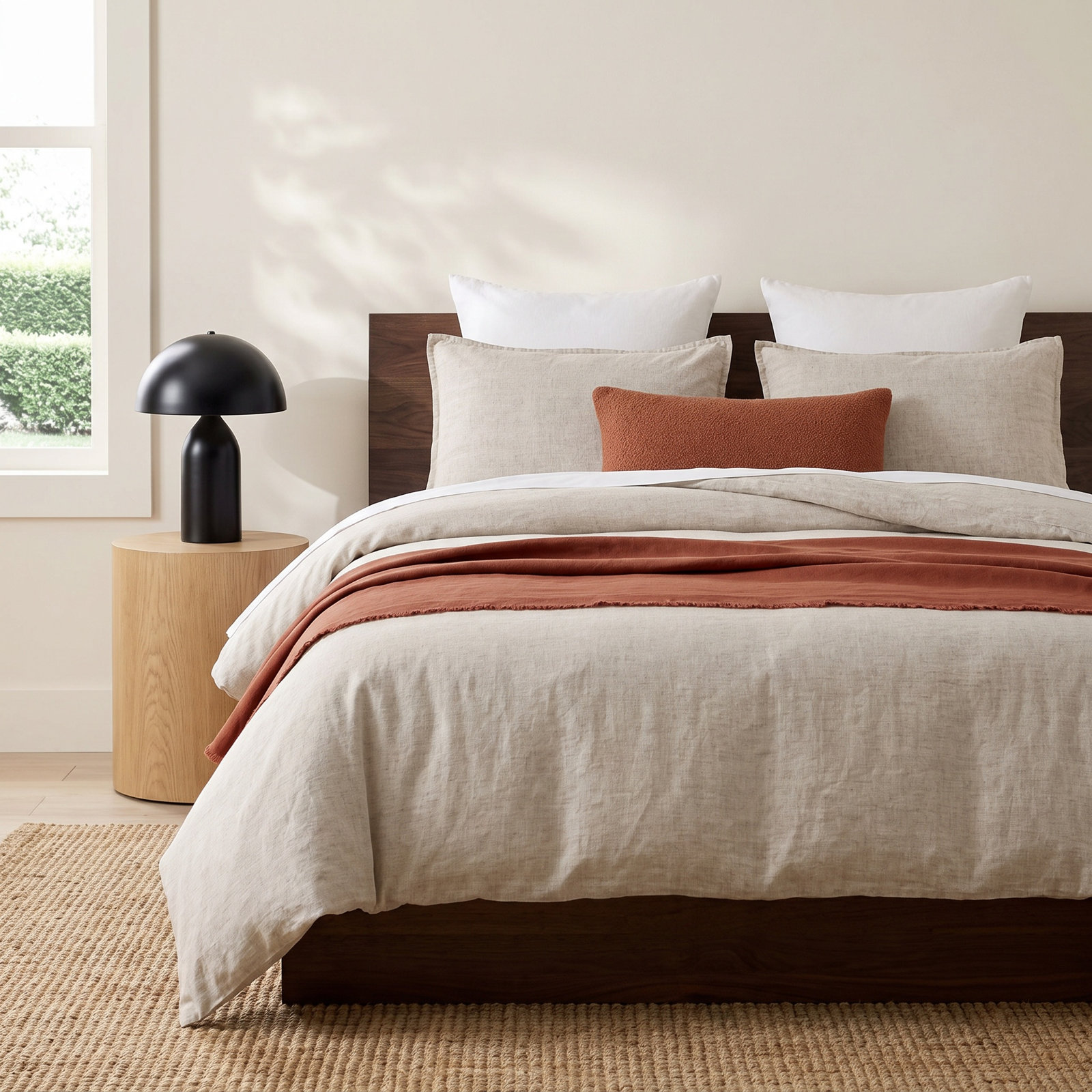Emington Cotton Comforter Set, Beige, King Comforter + 2 King Shams