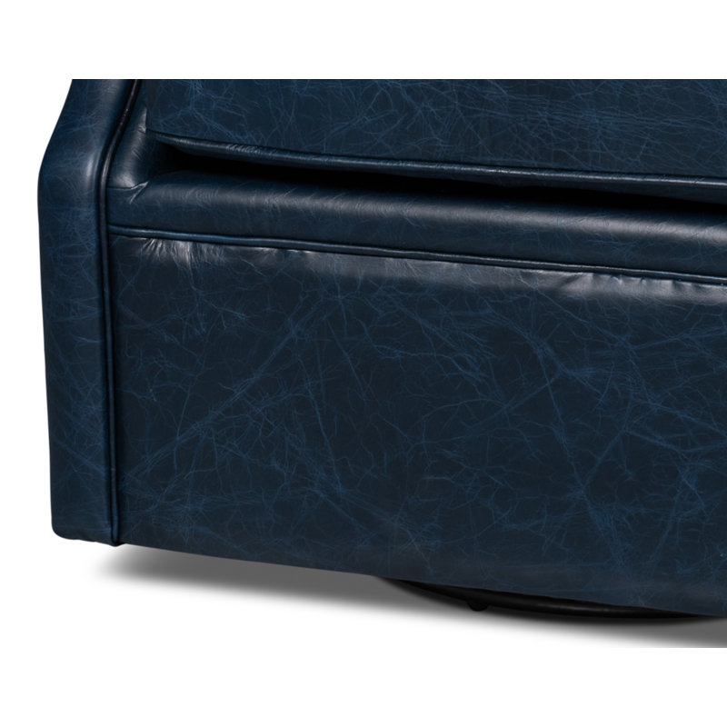 Coolidge Swivel Club Chair, Chateau Blue Genuine Leather