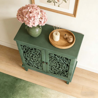 Buffet antique 2 portes avec sculptures florales