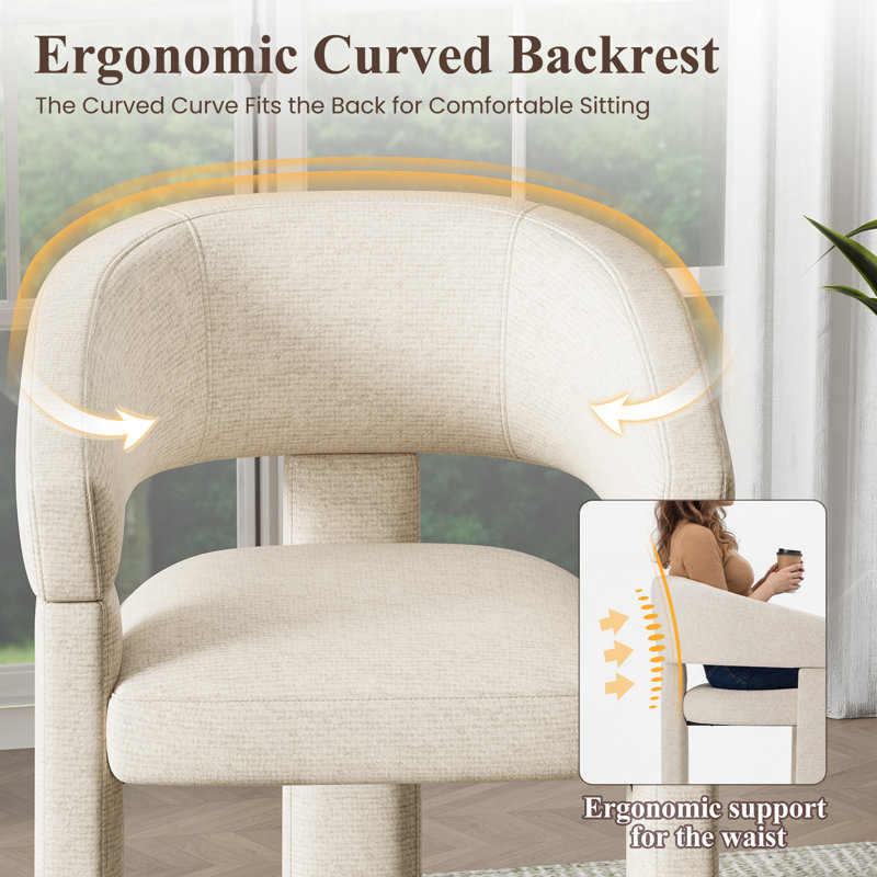 48cm H Upholstered Low Back Armchair, Beige