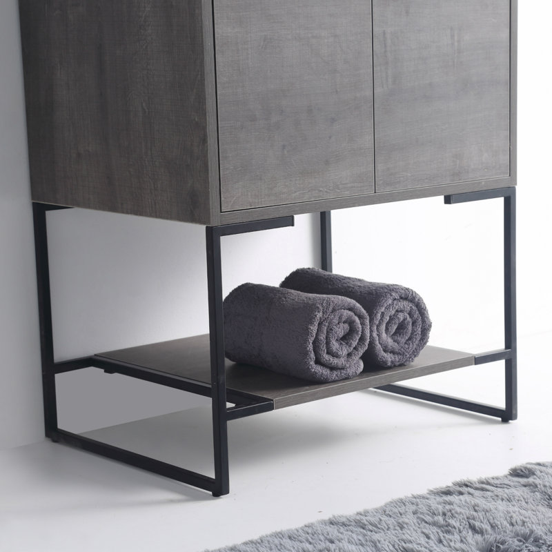 Ensemble de meuble-lavabo simple 24 po Fiquett, Gris