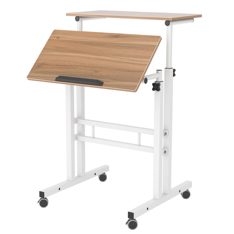 Crumpton Adjustable Metal Base Desk, Oak