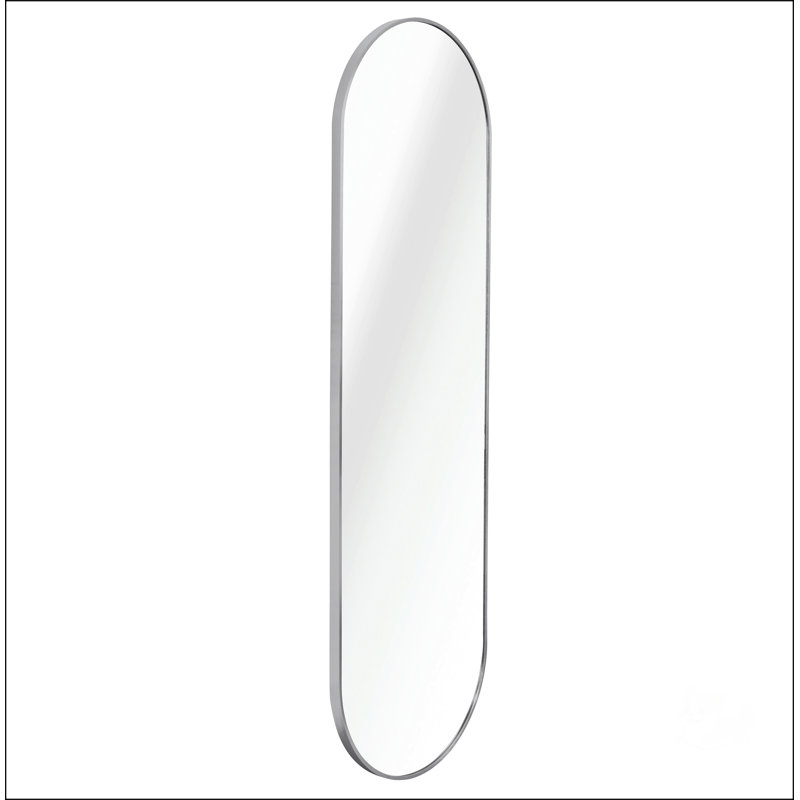 Miroir pleine grandeur en forme de pilule pour salle de bain et au-delà, Argent argent