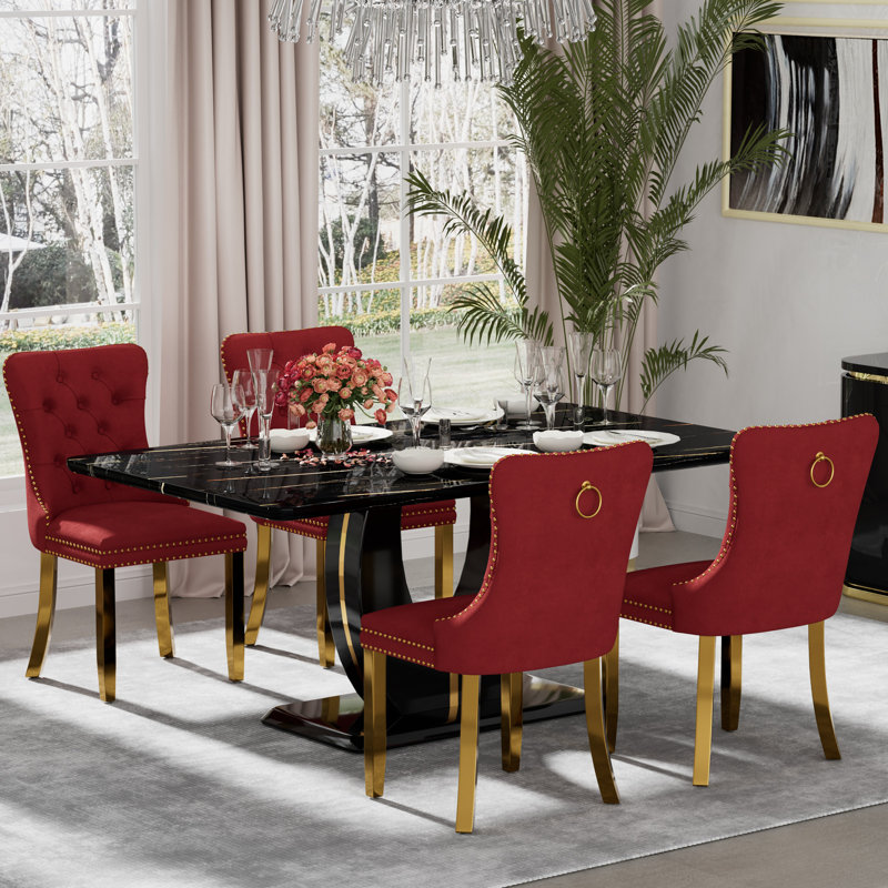 Ensemble de table de salle à manger rectangulaire, 5, Mauve, Blanc / argenté