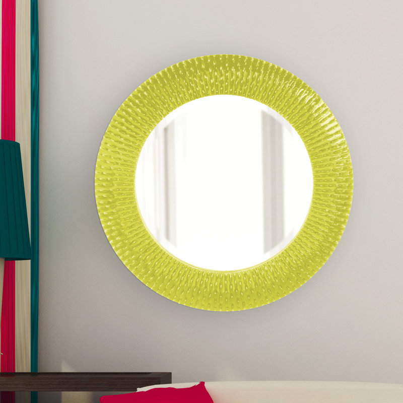 Denville Modern and Contemporary Beveled Accent Mirror, 32" H x 32" W, Hot Pink