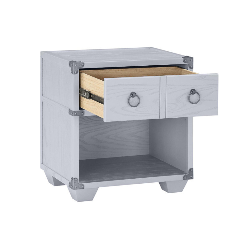 1 Drawer Nightstand With One Open Compartment In Grey Finish