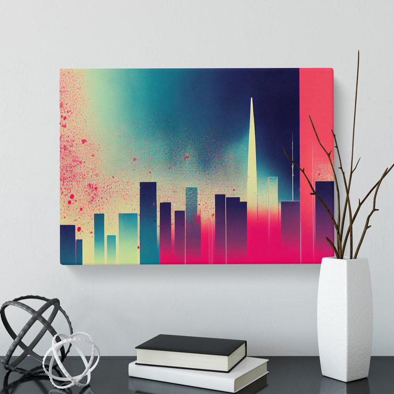 Revolutionary Architecture Painted Abstract - Wrapped Canvas, 35cm H x 50cm W x 3cm D