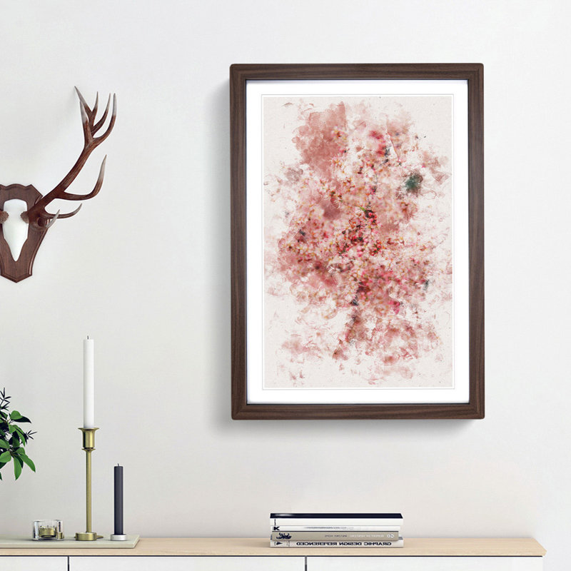 Cherry Blossom Watercolour - Picture Frame Graphic Art, Walnut Framed, 87cm H x 62cm W x 2cm D