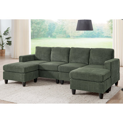 Velours côtelé modulaire, 4 sièges, revêtement doux et invitant, conception personnalisable, coussins amovibles