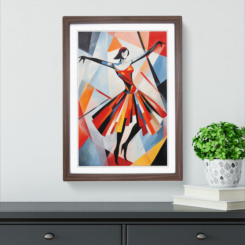 Ballet Dancer Constructivism - Framed Print, 64cm H x 46cm W x 2cm D, Walnut Framed