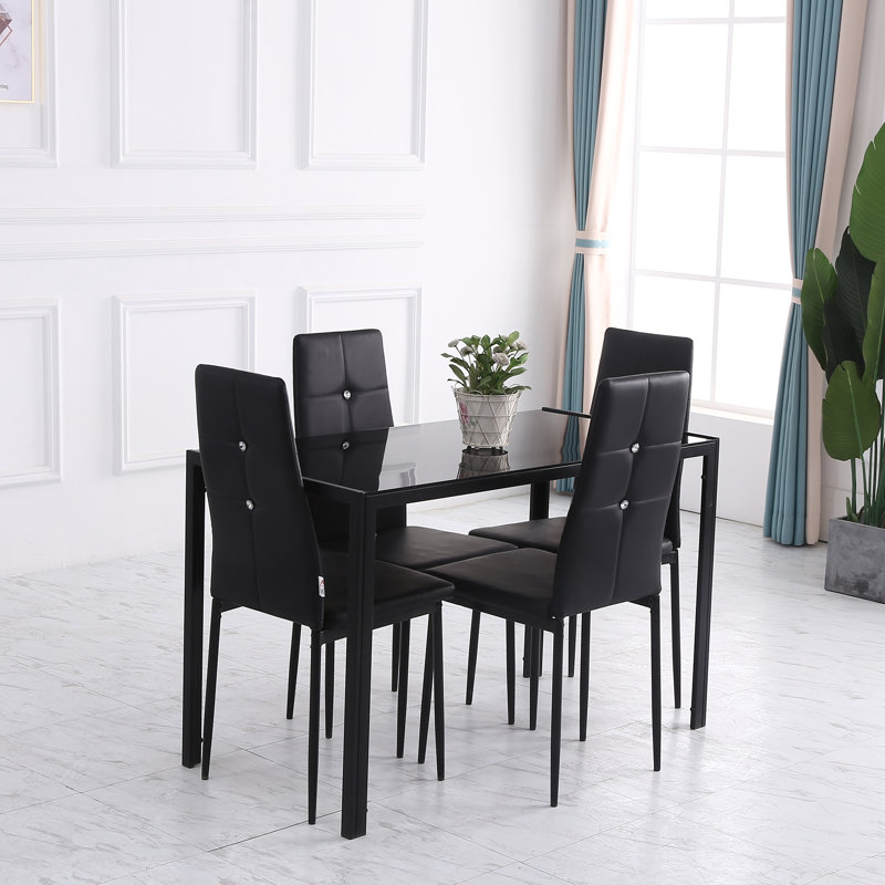 Chaise d'appoint rembourrée et capitonnée, Noir