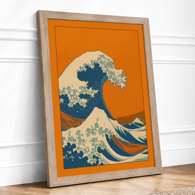 Wave In Motion Japandi - Print, A1 - 84.1 x 59.4 cm, Oak