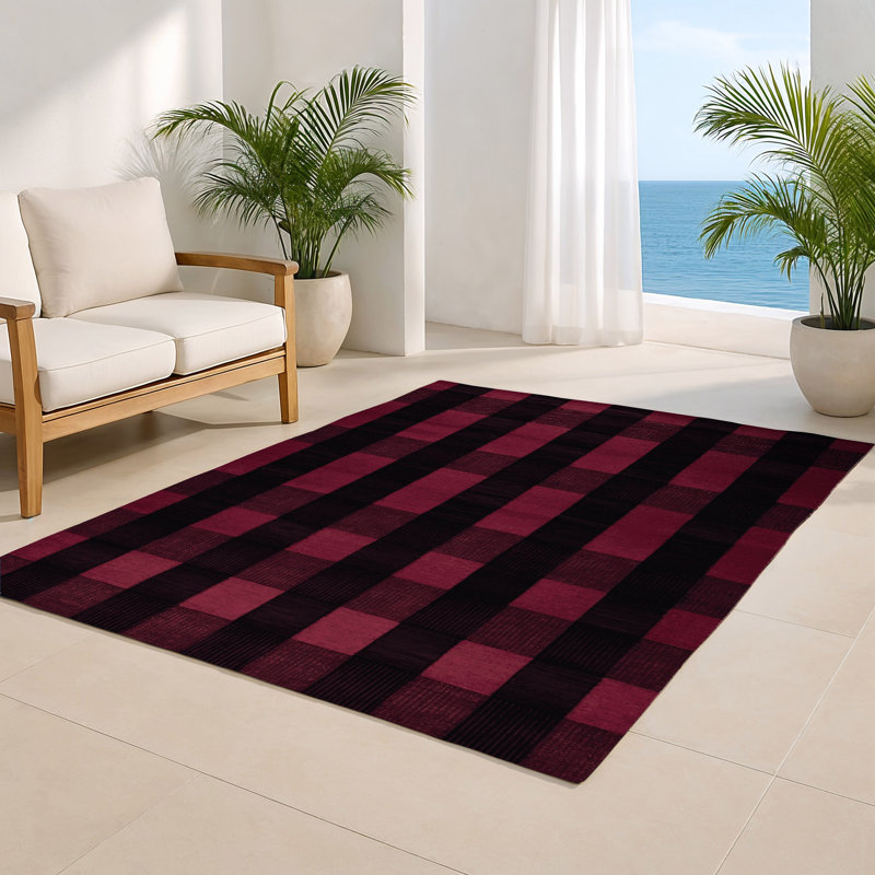 Tapis intérieur / extérieur mauve à carreaux, Rectangulaire 2 pi x 3 pi