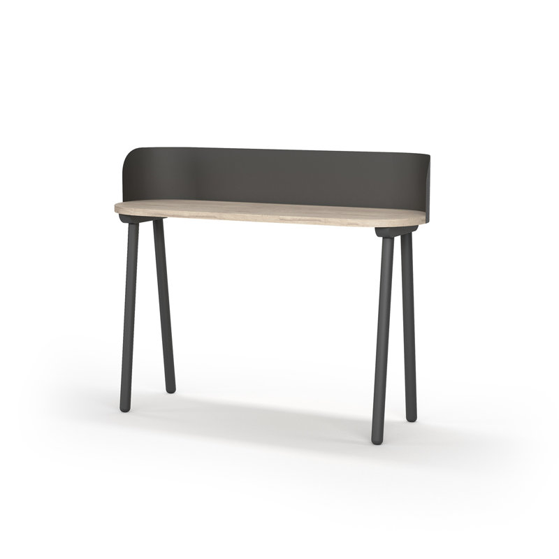 Eta Oval Solid Wood Base Writing Desk, Grey, Beige