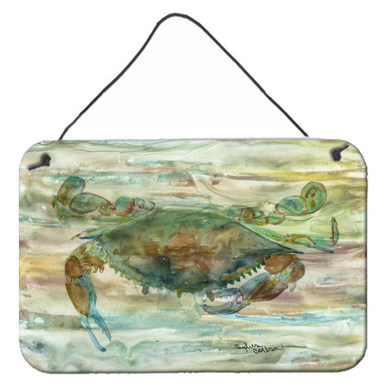 Hanging Prints Wall Décor, Yellow/Blue, Crab a Leg up Watercolor