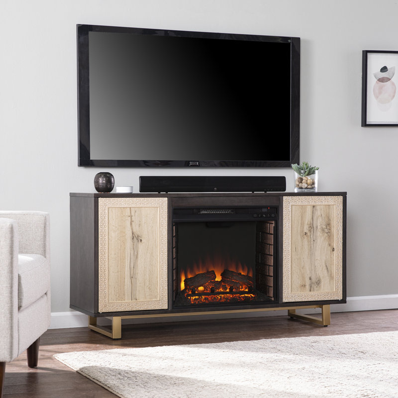 Sarenac Darby Home Co 54.25 " W Brown Electric TV Stand with BTU 4700