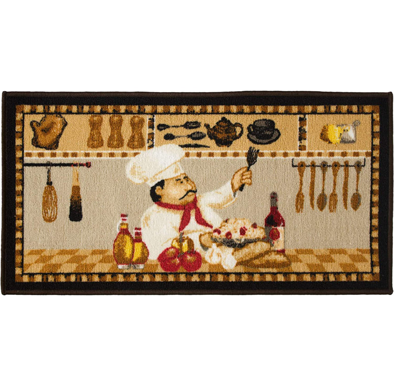 Garuda No Pattern And Not Solid Colour Polyester Non-Skid Kitchen Mat, Rectangle 1'8" W x 3'4" L