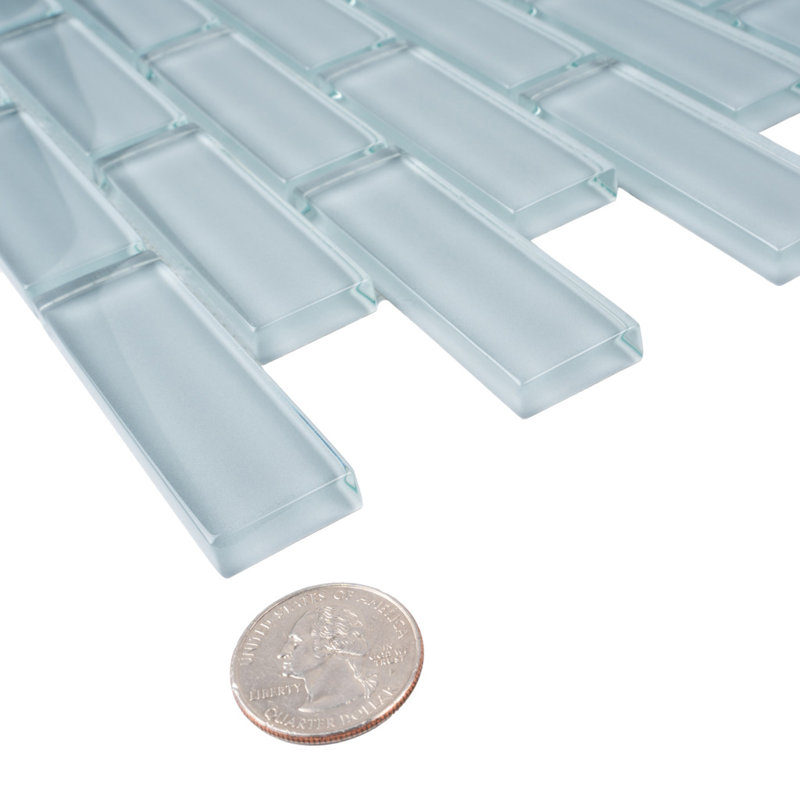 11.9"X 11.9" Polished Glass Brick Tile, Gray