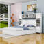 Grand lit avec armoire tout-en-un Philman, tablettes, 4 tiroirs et douilles Philman-1957256635