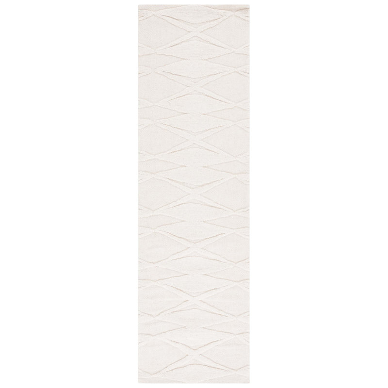 Elphia Hand Tufted Wool/Cotton Area Rug in Ivory, Runner 2'3" x 8'