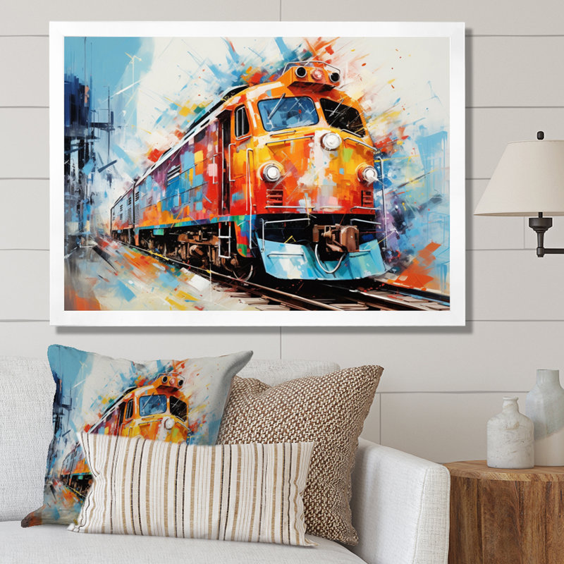 «Abstract Train Vibrant Rails», reproduction sur toile, H 30 po x l 40 po x P 1,5 po, Cadre photo blanc