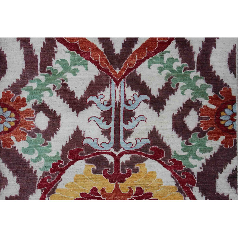 Rectangle 95 cm x 143 cm Geometric Hand Knotted Area Rug