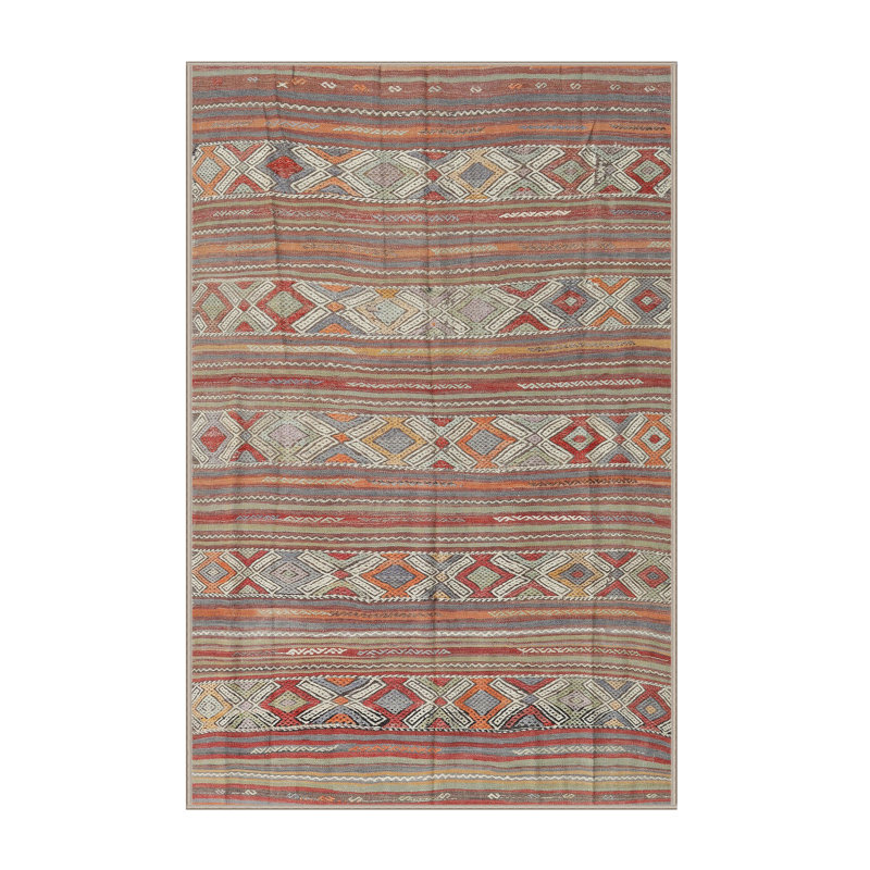 Brun clair contemporain/Tapis décoratif beige, Rectangle 5 pi x 7 pi