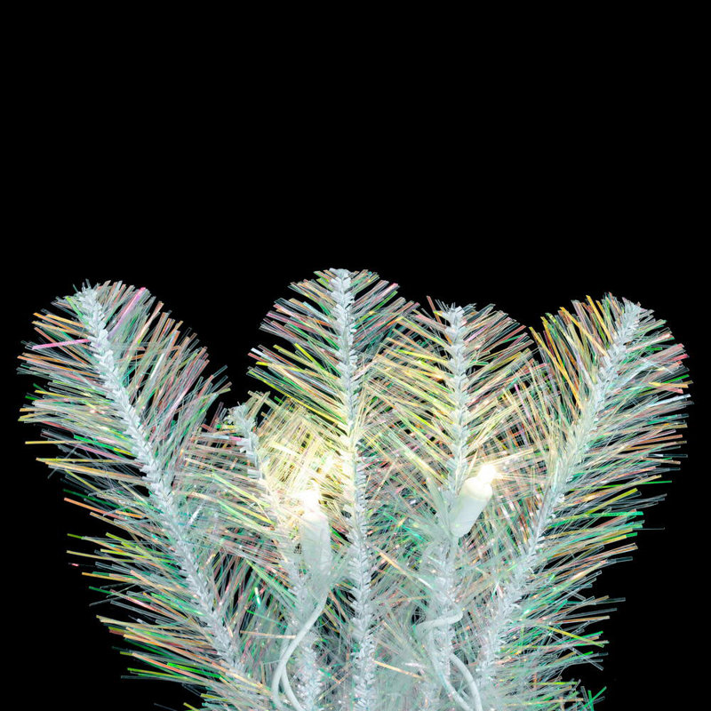 Vickerman 9' x 14" White Iridescent Artificial Pre-Lit Garland with 100 Warm White LED 5MM Lights