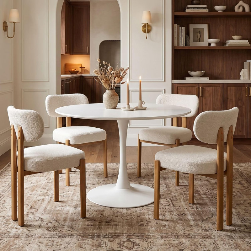 Chaises de salle à manger Aykah Mirae, chaises de cuisine modernes en tissu, chaises de salle à manger de style champêtre avec pieds en métal