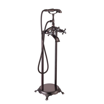 Triple Handle Floor Mounted Tub Filler With Handshower