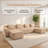 Ridge Modular 4-Seat U-Shaped Sectional Boneless Sofa, Cloud Couch with Deep Seating & 2 Movable Ottomans, Modern Corduroy Fabric Sectional with Throw Pillows for Living Room-509248978-509248980