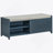 Distressed Shutter Storage Bench With Acacia Veneer For Retro Charm For Living Room, Entryway (Navy)-508196226