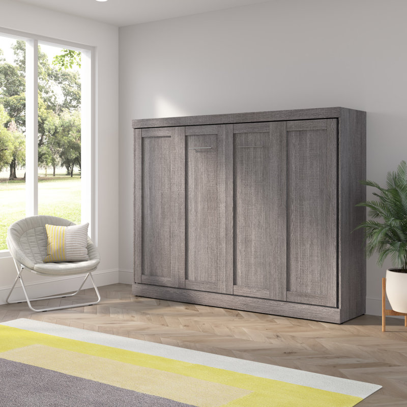 Lit escamotable horizontal, Grand lit, Gris foncé