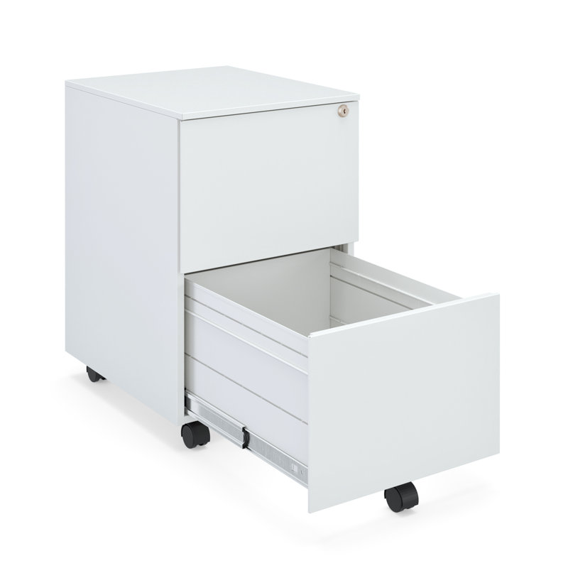 Kylann 15.35'' Wide 2 -Drawer Mobile File Cabinet, White
